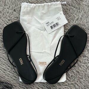 TKEES Black Square Toe Millie Sandals